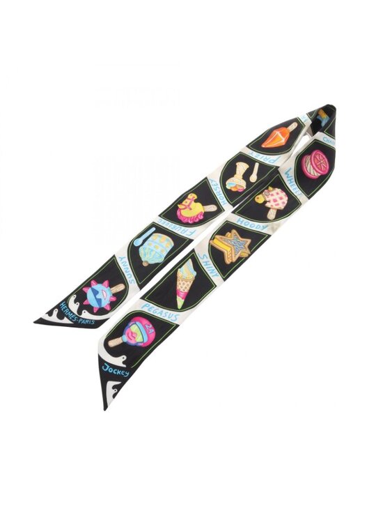Hermès Funny Ice Cream by Elias Kafouros – Framed Silk Scarf  Hermes Scarf Twill Funny Ice Cream Ribbon Multicolor Silk